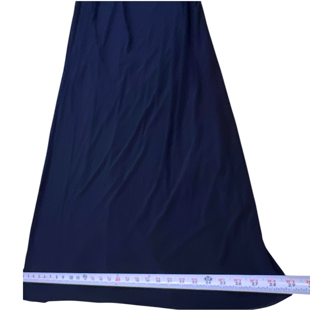Betsy & Adam Long Halter Neck Sleeveless Gown Rhinestone Straps, Navy Blue, Sz 8 - Picture 8 of 15